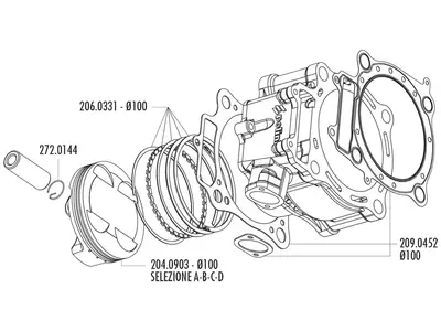 Tłok kompletny Polini 490ccm 100mm selekcja A Honda CRF 450 02-05 - 204.0903/A