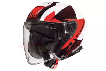 MT ķiveres Thunder 3 SV motociklista ķivere ar atvērtu seju un vizieri sarkana/melna/balta M-1