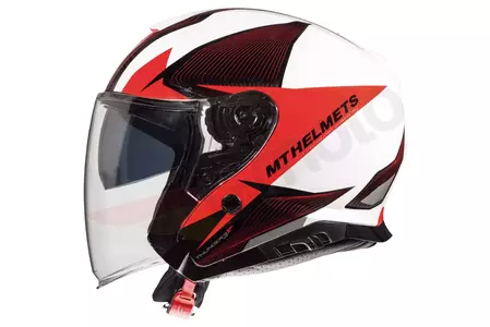 MT ķiveres Thunder 3 SV motociklista ķivere ar atvērtu seju un vizieri sarkana/melna/balta M-2