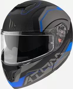 Kask motocyklowy szczękowy MT Helmets Atom Quark A7 czarny/szary/niebieski mat S-1
