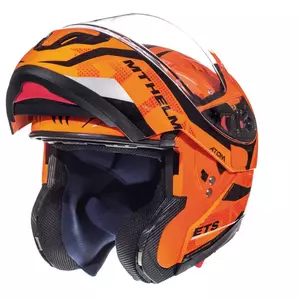 Kask motocyklowy szczękowy MT Helmets Atom SV Divergence z blendą pomarańczowy fluo/czarny S-1