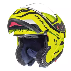 Kask motocyklowy szczękowy MT Helmets Atom SV Divergence z blendą żółty fluo/czarny XS-1