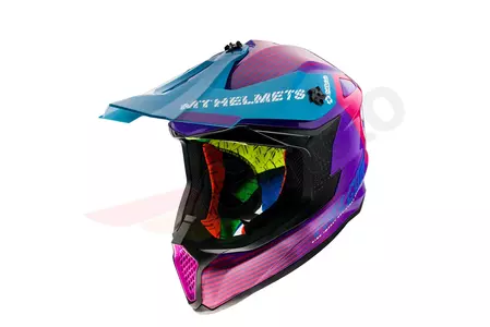 MT Helmets Casque moto enduro Falcon System rose/bleu L-1