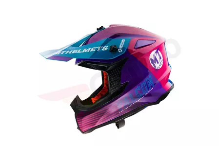 Kask motocyklowy enduro MT Helmets Falcon System różowy/niebieski L-2