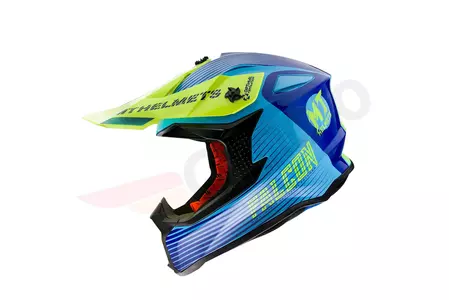 Kask motocyklowy enduro MT Helmets Falcon System żółty fluo/niebieski L-2