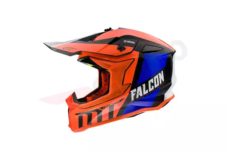 MT šalmai Falcon Warrior enduro motociklininko šalmas oranžinis/mėlynas/baltas M-2
