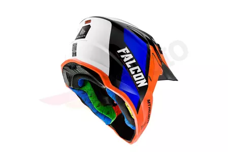 MT Helmets Falcon Warrior casco moto enduro arancio/blu/bianco M-3