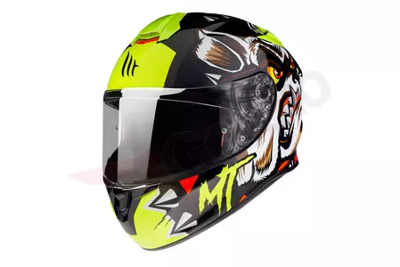 MT Helmets Targo Crazydog integreret motorcykelhjelm sort/hvid/fluegul M-1