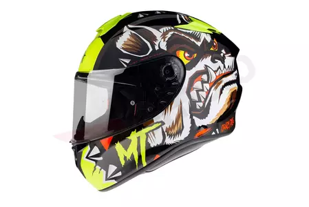 MT Helmets Targo Crazydog integreret motorcykelhjelm sort/hvid/fluegul M-2