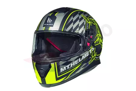 MT Helmets Thunder 3 SV Isle of Man integral motorcykelhjälm med visir matt svart/fluogul M-1