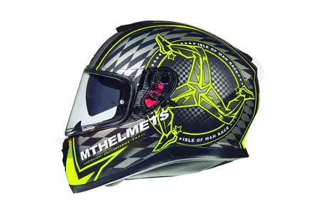 MT Helmets Thunder 3 SV Isle of Man motociklistička kaciga s punim licem i vizirom, mat crna/fluo žuta M-2