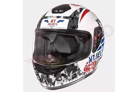 MT Helmets Thunder Kid Sniper dětská motocyklová přilba bílá/modrá/červená L-1