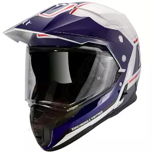 MT Helme Enduro-Motorradhelm Synchrony Duosport Windschutzscheibe weiß/blau/rot L-1