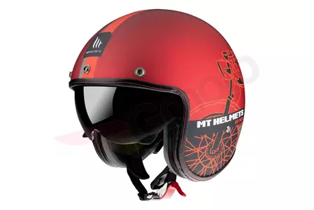 Kask motocyklowy otwarty MT Helmets Le Mans 2 Cafe Racer czarny/czerwony mat M-1