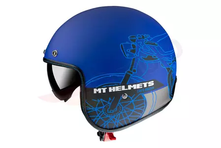 Kask motocyklowy otwarty MT Helmets Le Mans 2 Cafe Racer czarny/niebieski mat M-2