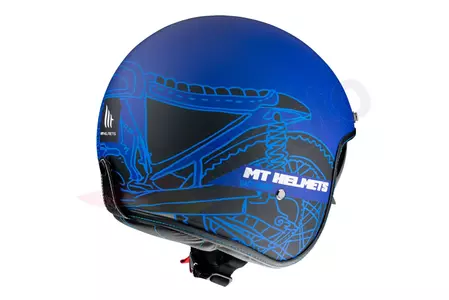 MT Helmy Le Mans 2 Cafe Racer moto prilba s otvorenou tvárou čierna/modrá matná M-3