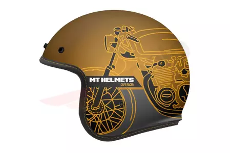 MT Helmets Le Mans 2 Cafe Racer otevřená motocyklová přilba černá/zlatá matná M-1