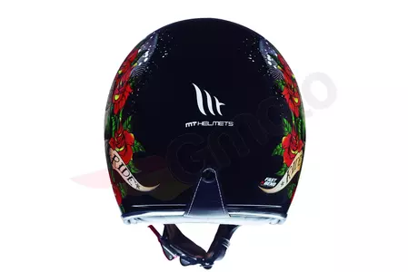 MT Helmen Le Mans 2 Skull&Roses opengezicht motorhelm zwart/groen/rood/wit glans L-2