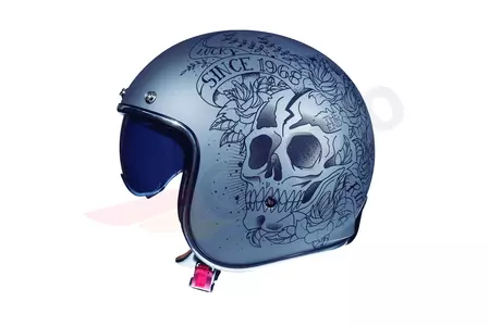 MT Helmets Le Mans 2 Skull&Roses ανοιχτό κράνος μοτοσικλέτας ματ γκρι/μαύρο M-1