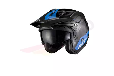 Kask motocyklowy trialowy MT Helmets District SV Summit niebieski/czarny/szary M-1