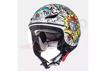 MT Helmets Urban Kid Street Art motorcykelhjelm til børn hvid/fluogul L - MT101739002/L