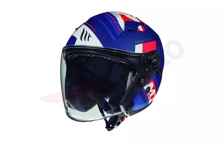 MT Helmets Avenue Sideway motociklistička kaciga s otvorenim licem i plavo/bijelo/crvenim sjajnim vizirom M-1