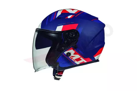 MT Helmets Avenue Sideway motociklistička kaciga s otvorenim licem i plavo/bijelo/crvenim sjajnim vizirom M-2