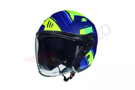 MT Helmets Avenue Sideway cască de motocicletă cu fața deschisă și vizieră galben fluo/albastru mat M-1