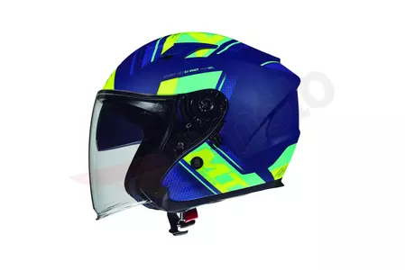 MT Helmets Avenue Sideway offener Motorradhelm mit Visier fluo gelb/blau matt M-2