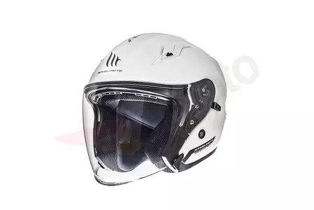 "MT Helmets Avenue" atviras motociklininko šalmas su skydeliu, baltas blizgus XL-1
