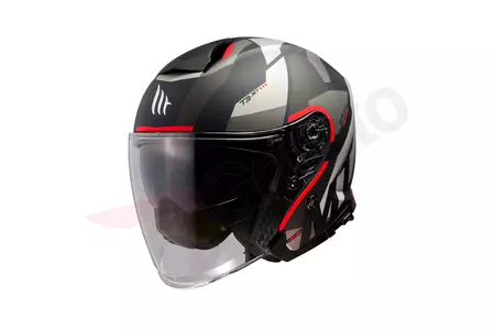 MT šalmai "Thunder 3" atviras motociklininko šalmas su skydeliu juodas/raudonas matinis M-1