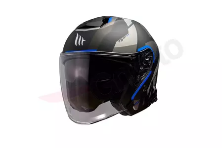 MT каски Thunder 3 каска за мотоциклет с отворено лице и козирка черна/синя матова L-1