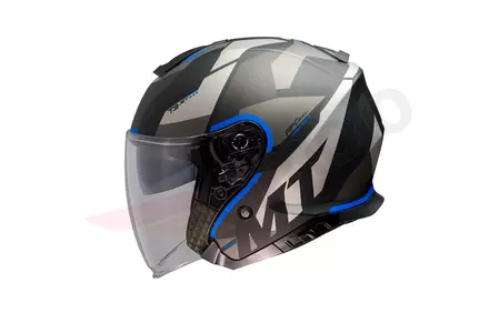 MT šalmai "Thunder 3" atviras motociklininko šalmas su skydeliu, juodas/mėlynas matinis L-2