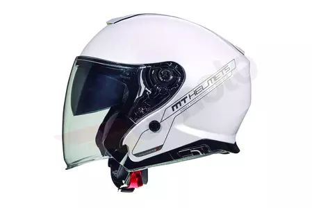 MT ķiveres Thunder 3 motociklista ķivere ar atvērtu seju un vizieri balta spīdīga XS-2