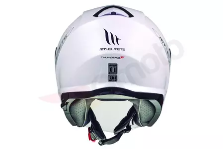 MT ķiveres Thunder 3 motociklista ķivere ar atvērtu seju un vizieri balta spīdīga XS-3