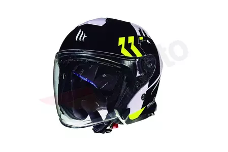 MT Helmets Thunder 3 Venus ανοιχτό κράνος μοτοσικλέτας με γείσο μαύρο/λευκό/κίτρινο φλούο L-1