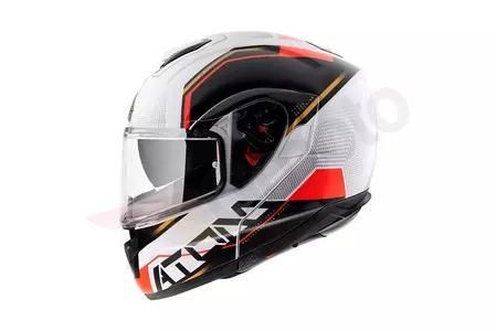 Kask motocyklowy szczękowy MT Helmets Atom Quark biały/czarny/czerwony M-2