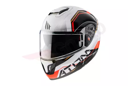 MT Helmets Atom Quark hvid/sort/rød XL motorcykelkæbehjelm - MT10526481507/XL
