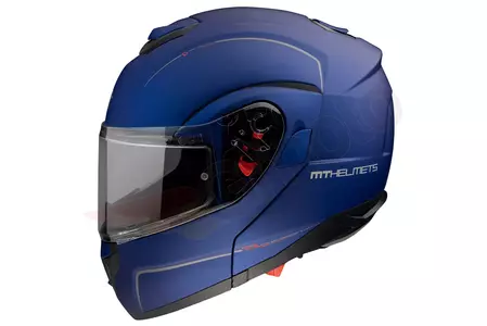 Kask motocyklowy szczękowy MT Helmets Atom niebieski mat M-2