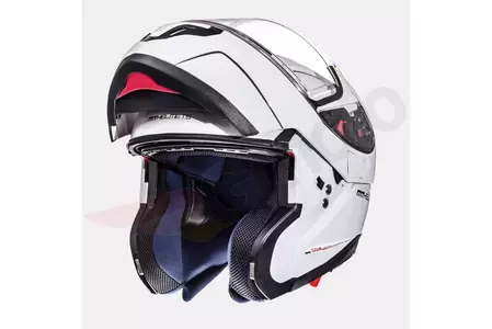 Kask motocyklowy szczękowy MT Helmets Atom z blendą biały M-2