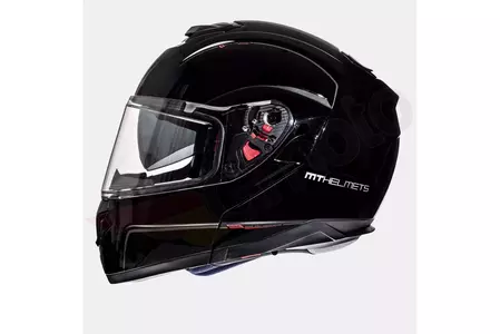 Kask motocyklowy szczękowy MT Helmets Atom z blendą czarny połysk M-1