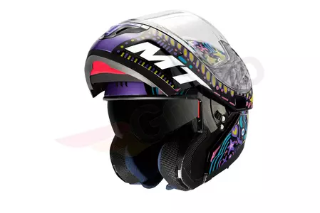 Kask motocyklowy szczękowy MT Helmets Atom Axa różowy/niebieski/czarny M-2