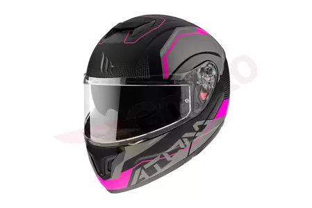Kask motocyklowy szczękowy MT Helmets Atom Quark szary/różowy/czarny mat M - MT10526480835/M