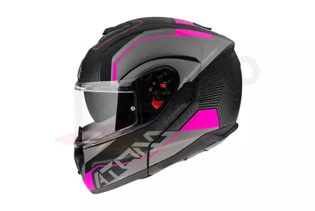 Kask motocyklowy szczękowy MT Helmets Atom Quark szary/różowy/czarny mat S-2