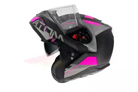 Kask motocyklowy szczękowy MT Helmets Atom Quark szary/różowy/czarny mat S-3