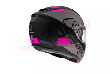 Kask motocyklowy szczękowy MT Helmets Atom Quark szary/różowy/czarny mat S-4