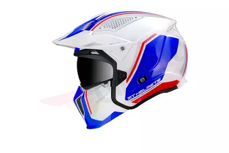 Kask motocyklowy trialowy MT Helmets Streetfighter Twin biały/niebieski/czerwony M -2