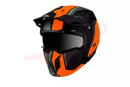MT šalmai Streetfighter Twin juodas/oranžinis matinis M motociklininko šalmas-1