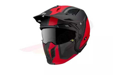 MT Helmets Streetfighter Twin nero/rosso opaco casco moto trial M-1