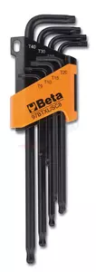BETA Komplet 8 kluczy trzpieniowych kątowych Torx długi T9-T40